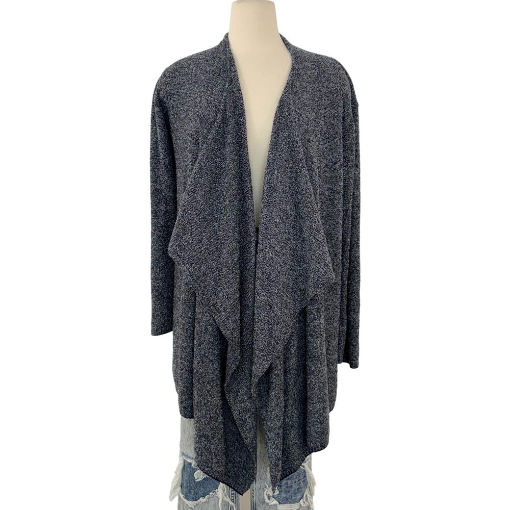 Barefoot Dreams Bamboo Chic Lite Open-Front Wrap Cardigan Sweater Gray Black XL